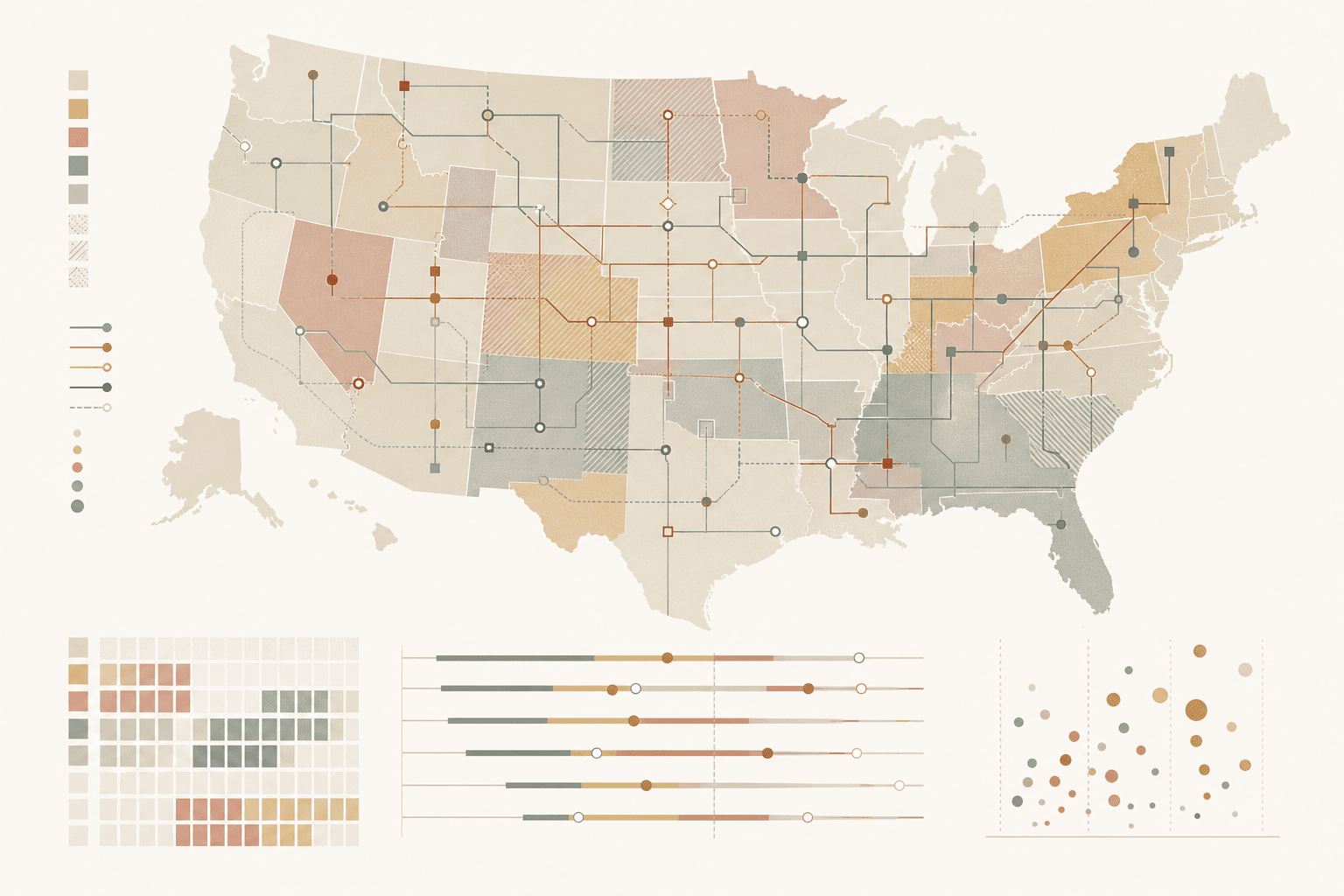 Abstract permit map and infrastructure data visualization